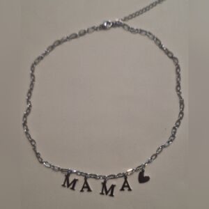 Oak & Ivy Boutique MAMA Stainless Steel Silver Tone Necklace 15.5-19" NWOT